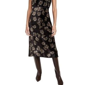 VINCE Fallen Leaf Velvet Slip Skirt in Black 2